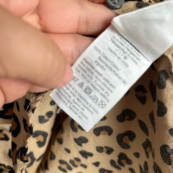 JCREW Leopard Print Popover Cotton Top Blouse Classic Animal Print 14 - Picture 5 of 7